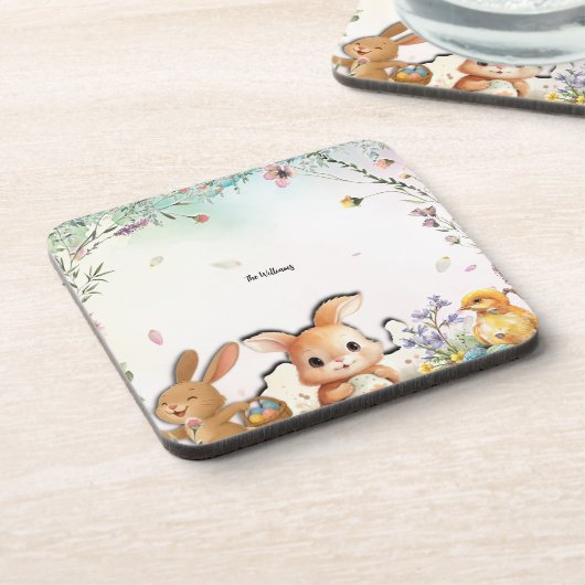 Personalized Easter Brunch Hard Plastic Coaster コースター (左側)