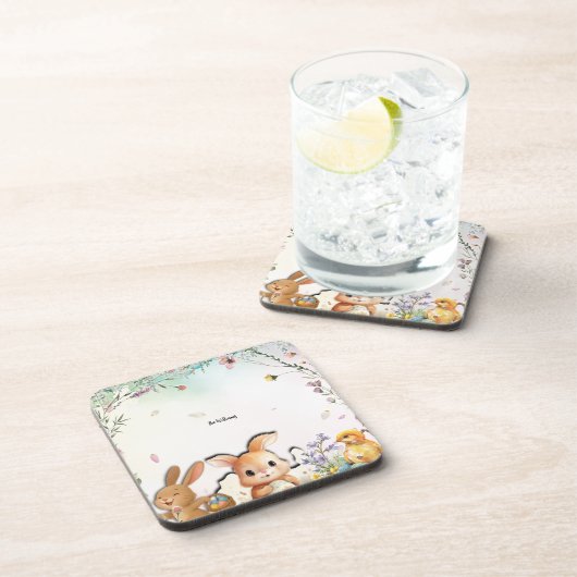 Personalized Easter Brunch Hard Plastic Coaster コースター (右側)