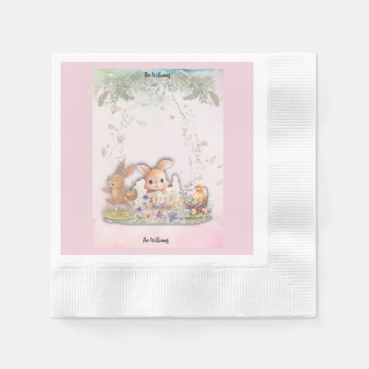 Personalized Easter Brunch  Paper Napkins 縁ありカクテルナプキン (正面)