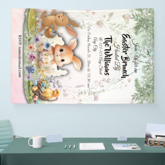 Personalized Easter Brunch Party Banner 横断幕 (トレードショー)