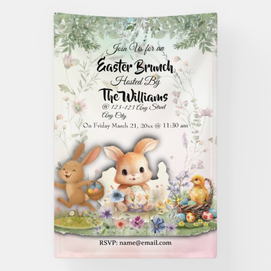 Personalized Easter Brunch Party Banner 横断幕 (縦)