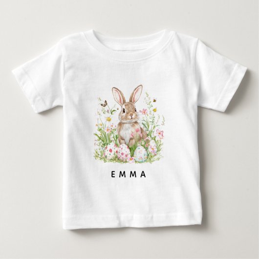 Personalized Easter Bunny Baby Custom Name ベビーTシャツ (正面)