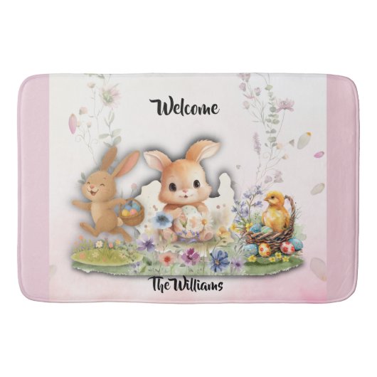 Personalized Easter Bunny Bath Mat バスマット (正面)