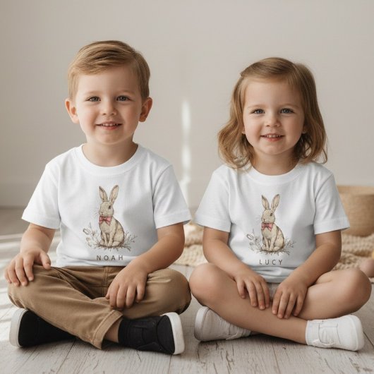 Personalized Easter Bunny Custom Name  ベビーTシャツ