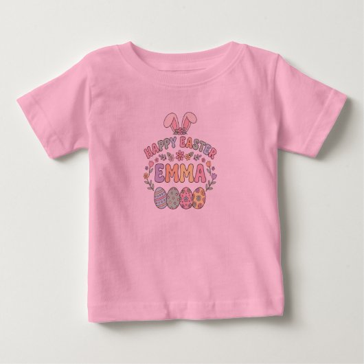 Personalized Easter Bunny Kids Shirt – Custom Name ベビーTシャツ (正面)