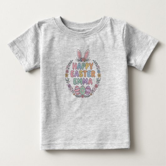Personalized Easter Bunny Kids Shirt – Custom Name ベビーTシャツ (正面)