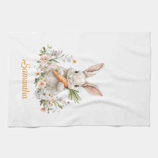 Personalized Easter Bunny Kitchen Towel  キッチンタオル (横)