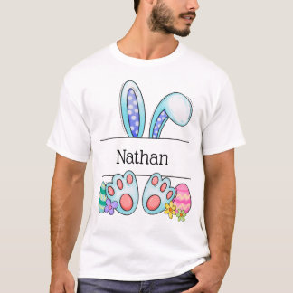 Personalized Easter Bunny Name Pastel Art blue Tシャツ