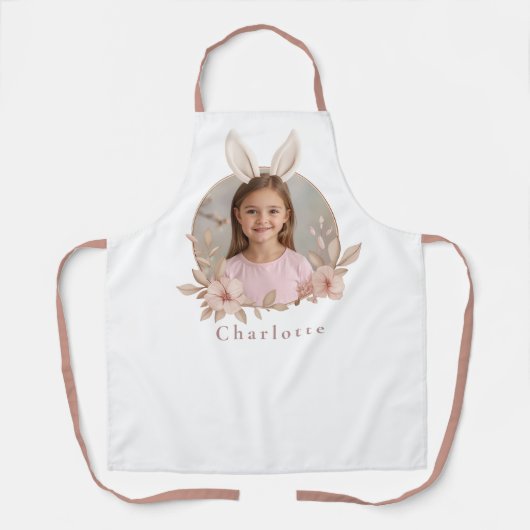 Personalized Easter Bunny Photo Apron for Kids エプロン (正面)