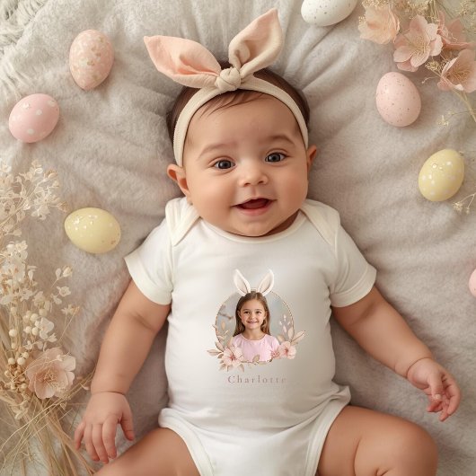 Personalized Easter Bunny Photo Baby Bodysuit ベビーボディスーツ