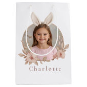 Personalized Easter Bunny Photo Gift Bag ミディアムペーパーバッグ (正面)