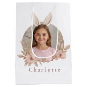 Personalized Easter Bunny Photo Gift Bag ミディアムペーパーバッグ (裏面)