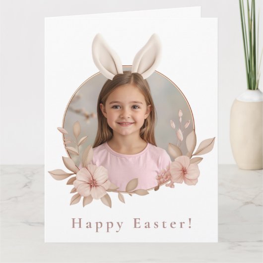 Personalized Easter Bunny Photo Greeting Card カード (正面)