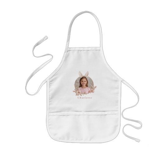 Personalized Easter Bunny Photo Kids Apron 子供用エプロン (正面)
