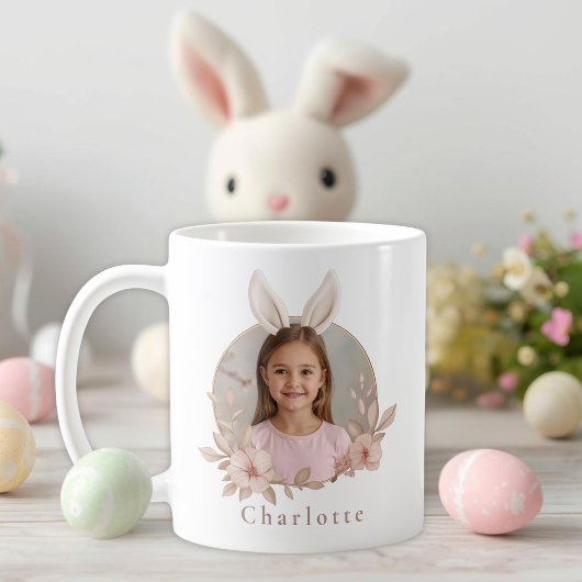 Personalized Easter Bunny Photo Mug for Girls コーヒーマグカップ