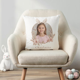 Personalized Easter Bunny Photo Pillow for Kids クッション