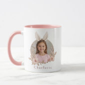 Personalized Easter Bunny Photo Pink Accent Mug マグカップ (左)