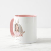 Personalized Easter Bunny Photo Pink Accent Mug マグカップ (正面左)