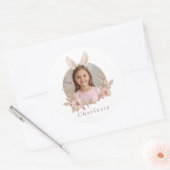 Personalized Easter Bunny Photo Stickers for Kids ラウンドシール (封筒)