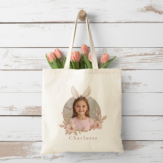 Personalized Easter Bunny Photo Tote Bag トートバッグ