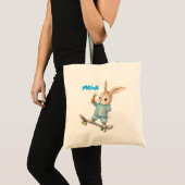 Personalized Easter Bunny Skateboard Tote Bag トートバッグ (正面(商品))