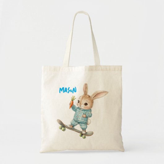 Personalized Easter Bunny Skateboard Tote Bag トートバッグ (正面)