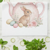 Personalized Easter Bunny Teapot Family  キッチンタオル (折り畳み)