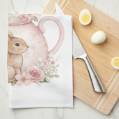 Personalized Easter Bunny Teapot Family  キッチンタオル (四つ折り)