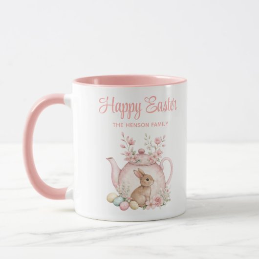 Personalized Easter Bunny Teapot Family マグカップ (左)