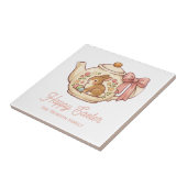 Personalized Easter Bunny Teapot Floral  タイル (側面)