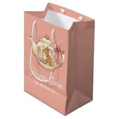 Personalized Easter Bunny Teapot Floral  ミディアムペーパーバッグ (正面アングル)