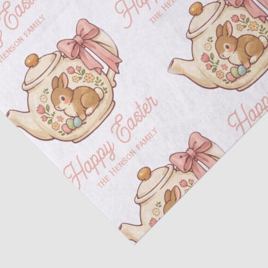 Personalized Easter Bunny Teapot Floral  薄葉紙 (詳細)