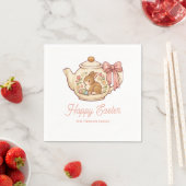 Personalized Easter Bunny Teapot Floral Party スタンダードカクテルナプキン (インサイチュ)