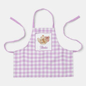 Personalized Easter Bunny Teapot Gingham Name エプロン (正面)
