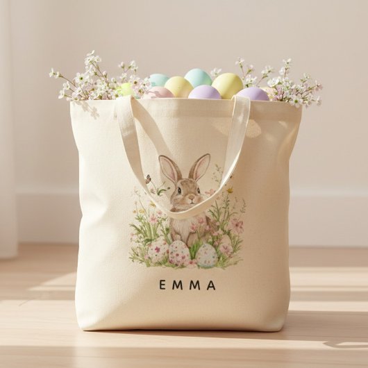 Personalized Easter Bunny Tote Bag with Name トートバッグ