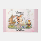 Personalized Easter Bunny Welcome Doormat ドアマット (正面)