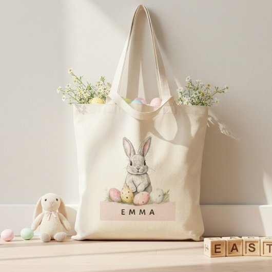 Personalized Easter Bunny with Name Custom  トートバッグ