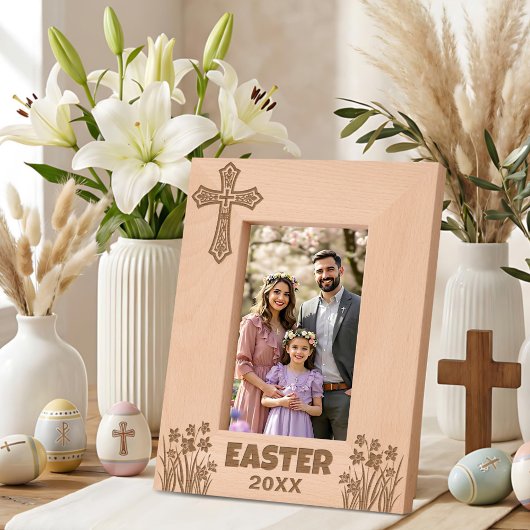 Personalized Easter Cross with Daffodils レーザー彫刻フレーム