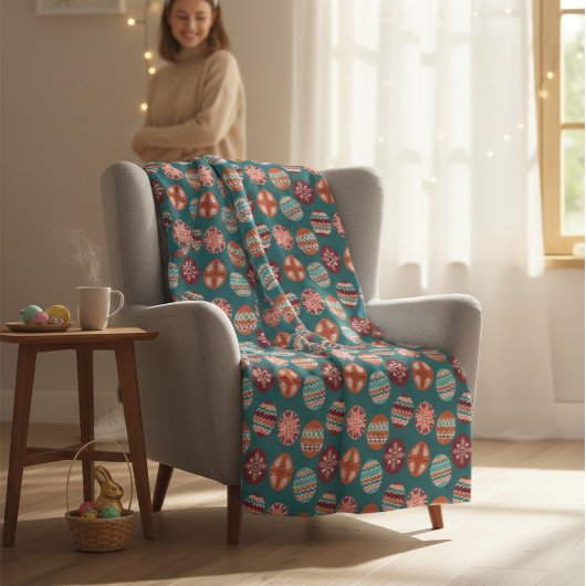 Personalized Easter Egg Family Name Blanket フリースブランケット