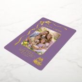 Personalized Easter Family Photo Gold Ribbon Bow 箔シーズンカード (回転した状態)