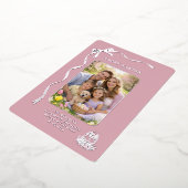 Personalized Easter Family Photo Silver Ribbon Bow 箔シーズンカード (回転した状態)