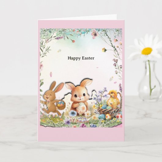 Personalized Easter Folded Greeting Card カード (小さな植物)