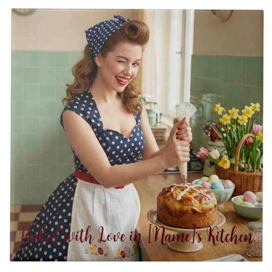 Personalized Easter Pin-Up Kitchen Ceramic Tile タイル (正面)