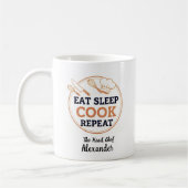 Personalized Eat Sleep Cook Repeat Head Chef Quote コーヒーマグカップ (左)