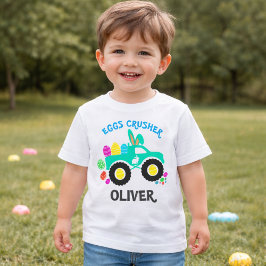 Personalized “Eggs Crusher” Monster Truck Easter ベビーTシャツ