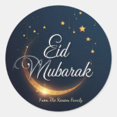 Personalized Eid Mubarak Muslim modern  ラウンドシール (正面)