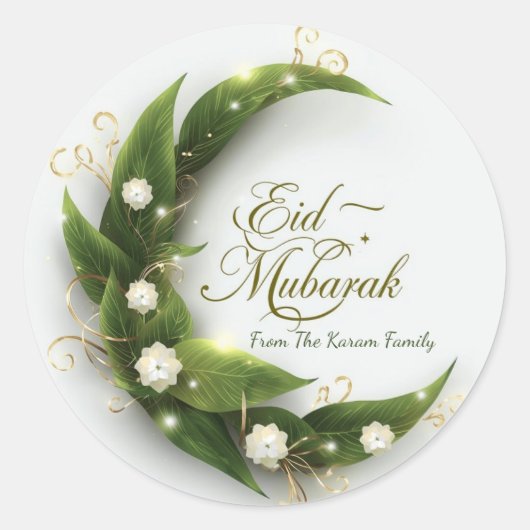Personalized Eid Mubarak Muslim modern Classic ラウンドシール (正面)