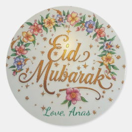 Personalized Eid Mubarak Round Stickers ラウンドシール