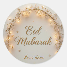 Personalized Eid Mubarak Round Stickers ラウンドシール