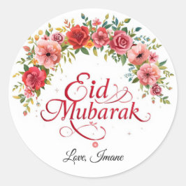 Personalized Eid Mubarak Round Stickers ラウンドシール